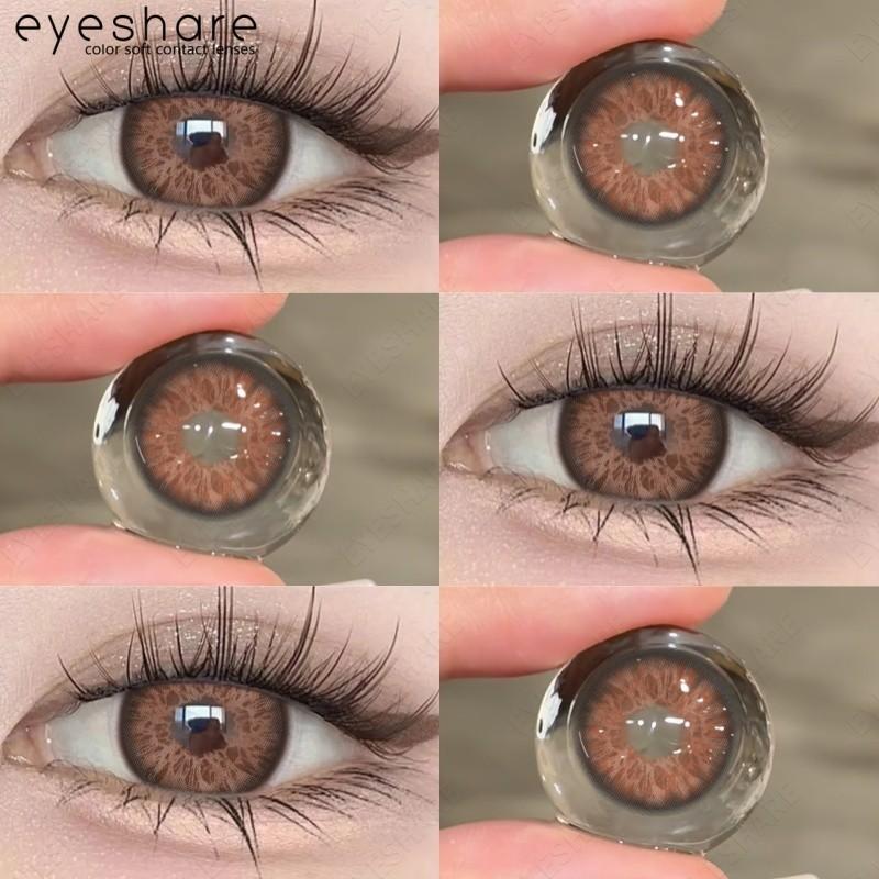 EYESHARE 2pcs Brown Series Contact Lenses Gray Pupils Natural Color Lens with Case Beauty Women