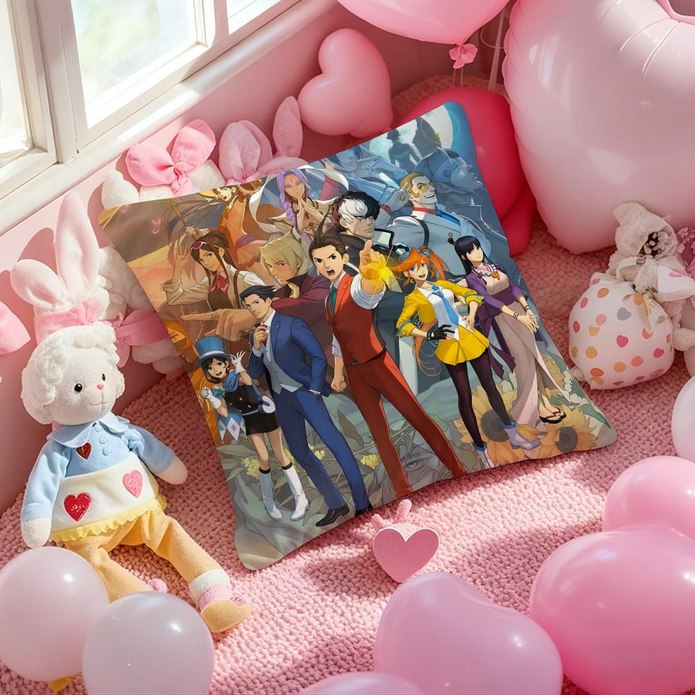 A-Ace A-Attorney Приключенческая игра Наволочка с принтом узора Наволочка для гостиной Подушка на диван и Декор спальни 12x12Inch