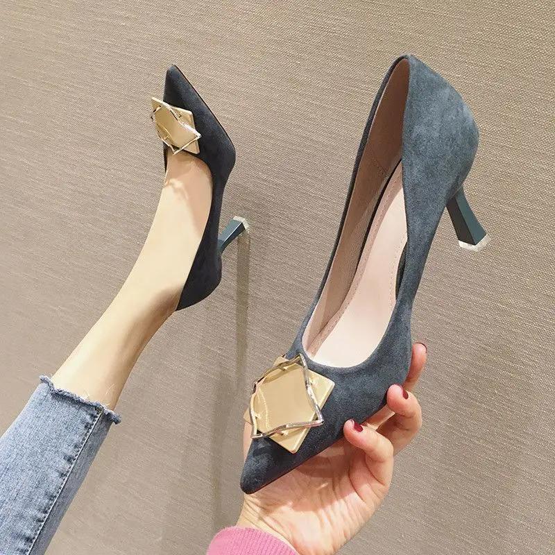 Fashion Women's Shoes On Heeled Pointed Toe Pumps Stilito Ladies High Heels Y2k Slip Korean Style Beau Today with Discount Quality Sale