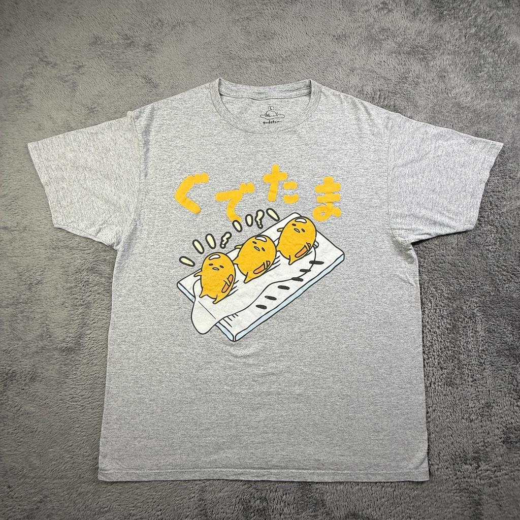 Sanrio Gudetama Shirt Adult L Gray Crew Neck Short Sleeve Tee Graphic Egg Art Unisex T-Shirt