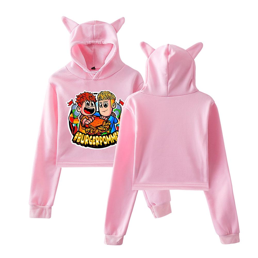 Short Hoodies Women Icrimax Burgerpommes Printed Lady Sweatshirt Tracksuit Long Sleeve Female Cropped Top Fashion Korean Clothes Harajuku
