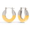 Design sense Classic style 18K gold, gold and silver color matching geometric glossy earrings earrings