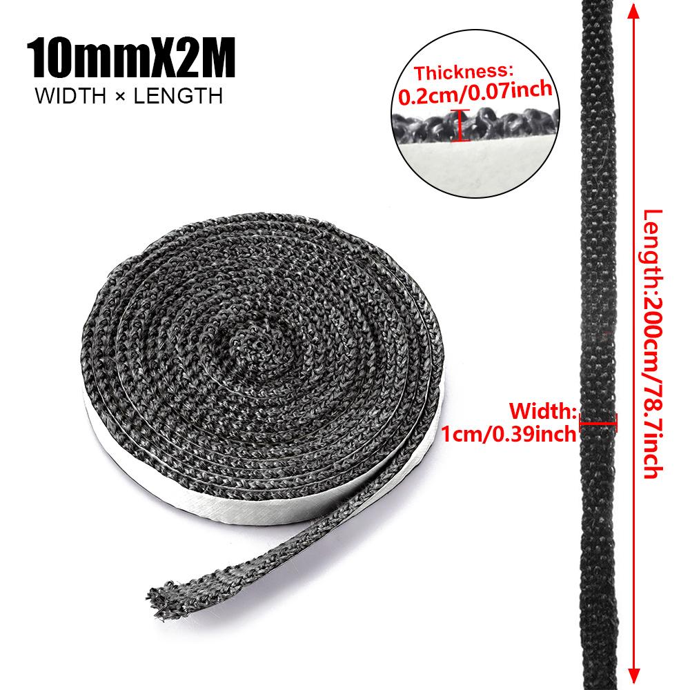 10/15mm Fireplace Sealing Rope Wood Burning Stove Door Self-Adhesive Fiberglass Sealing Cord Replacement  Black Gasket Tape