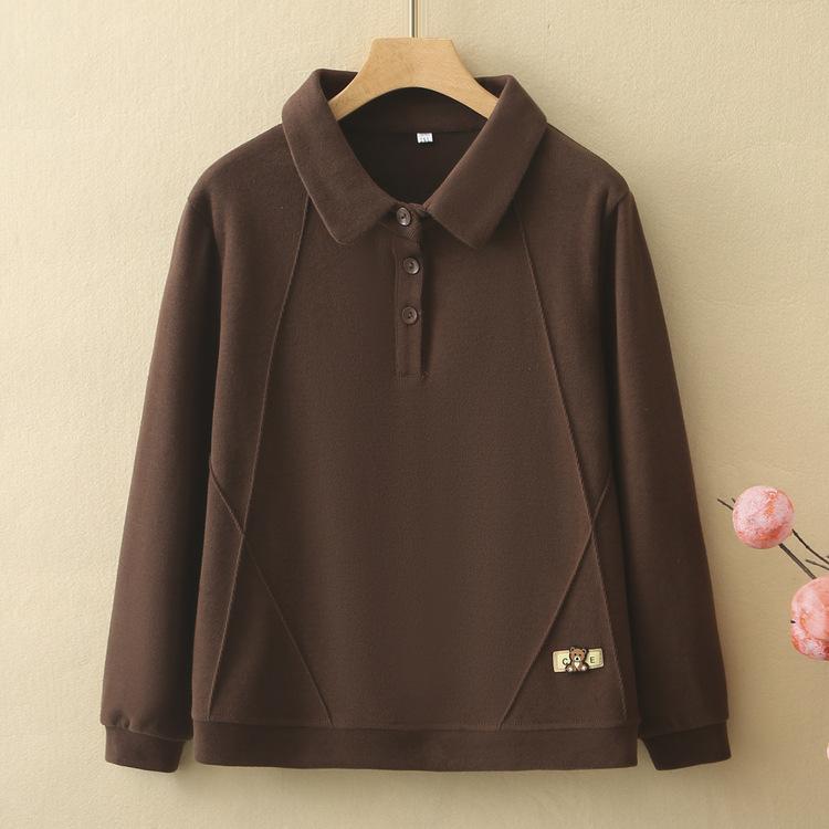 Mama Lässiges Sweatshirt Damen Lockeres Basic-Shirt Frühling Neu Herbstkleidung Mittelalterliche und Ältere T-Shirt Strickoberteil