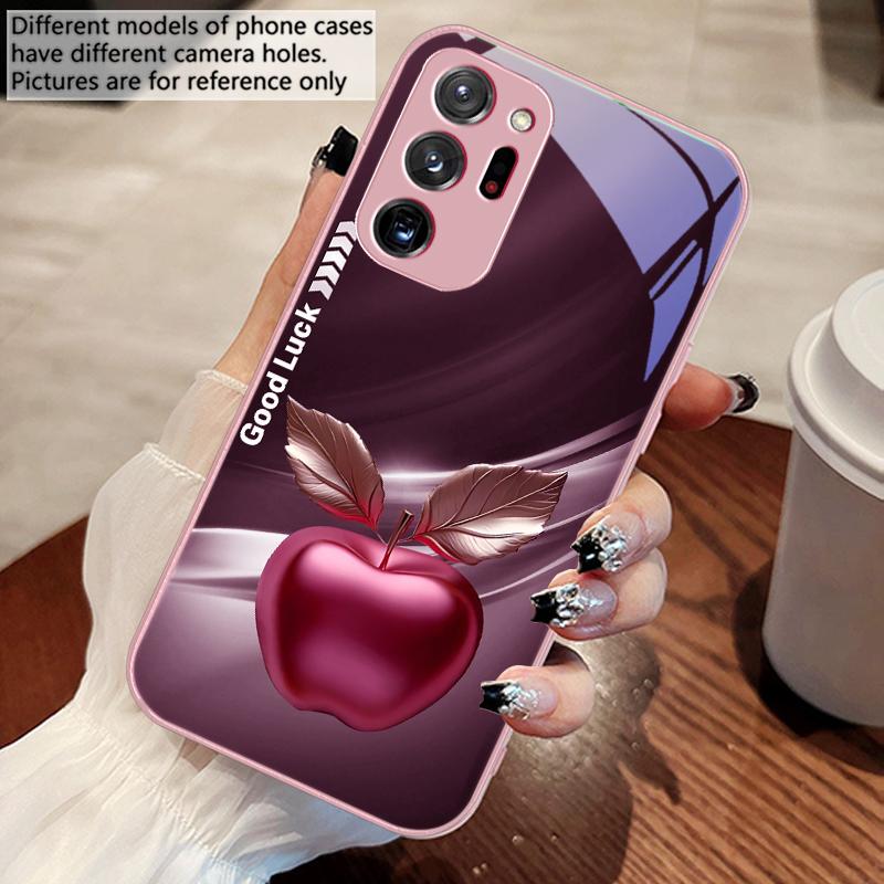

Simple Black Happy Apple For Samsung M 02 12 Note 8 9 10 20 A 01 02 03 Core 04 05 06 10 12 13 14 15 16 glass Ultra phone case Galaxy Note8