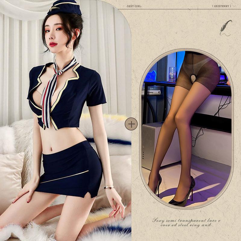 Sexy Role-playing Uniform Set Tempting Secretary OL Outfit Assorted Sizes And Colors Alluring Stewardess Costume Contour Skirt