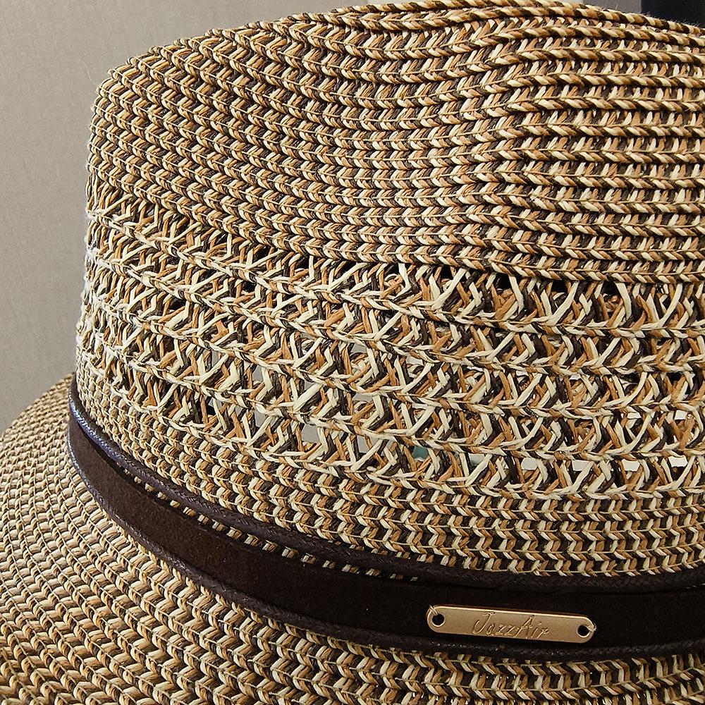 Fedora Estivo da Uomo Stile Coreano Trendy con Testa Larga: Cappello Jazz in Paglia Traspirante Casual per Mezza Età.