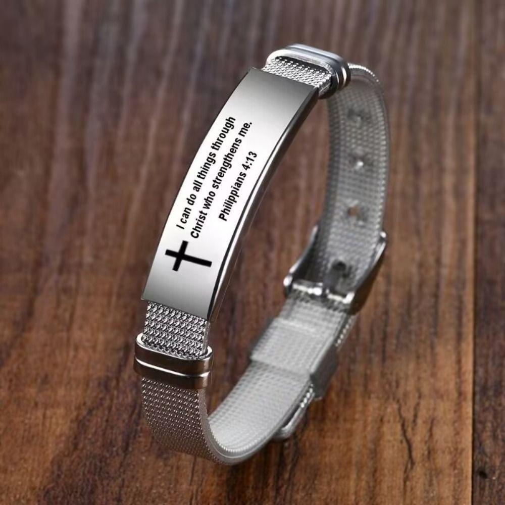 Adjustable Inspirational Quotes Braclets Stainless Steel/PVC Bible Verse Bracelet  Faith Gifts