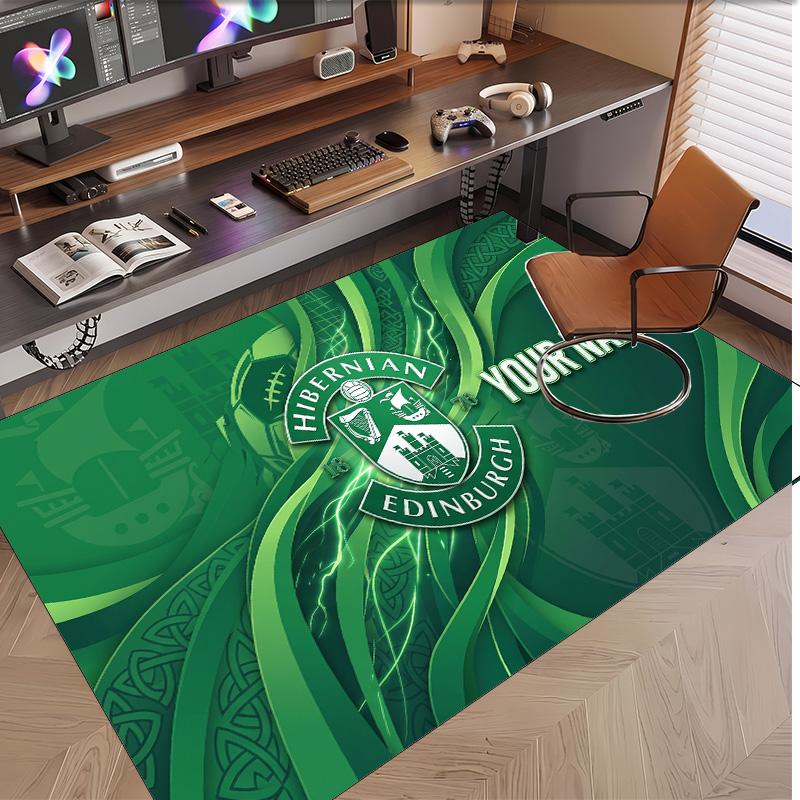 Personalized Crystal Velvet Carpet Hibernian FC Pattern Non Slip Floor Rug