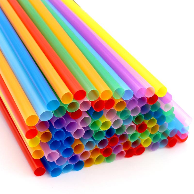 WIKHOSTAR 100 Pcs Colorful Plastic Long Disposable Drinking Straws Eco-Friendly DIsposable Straws