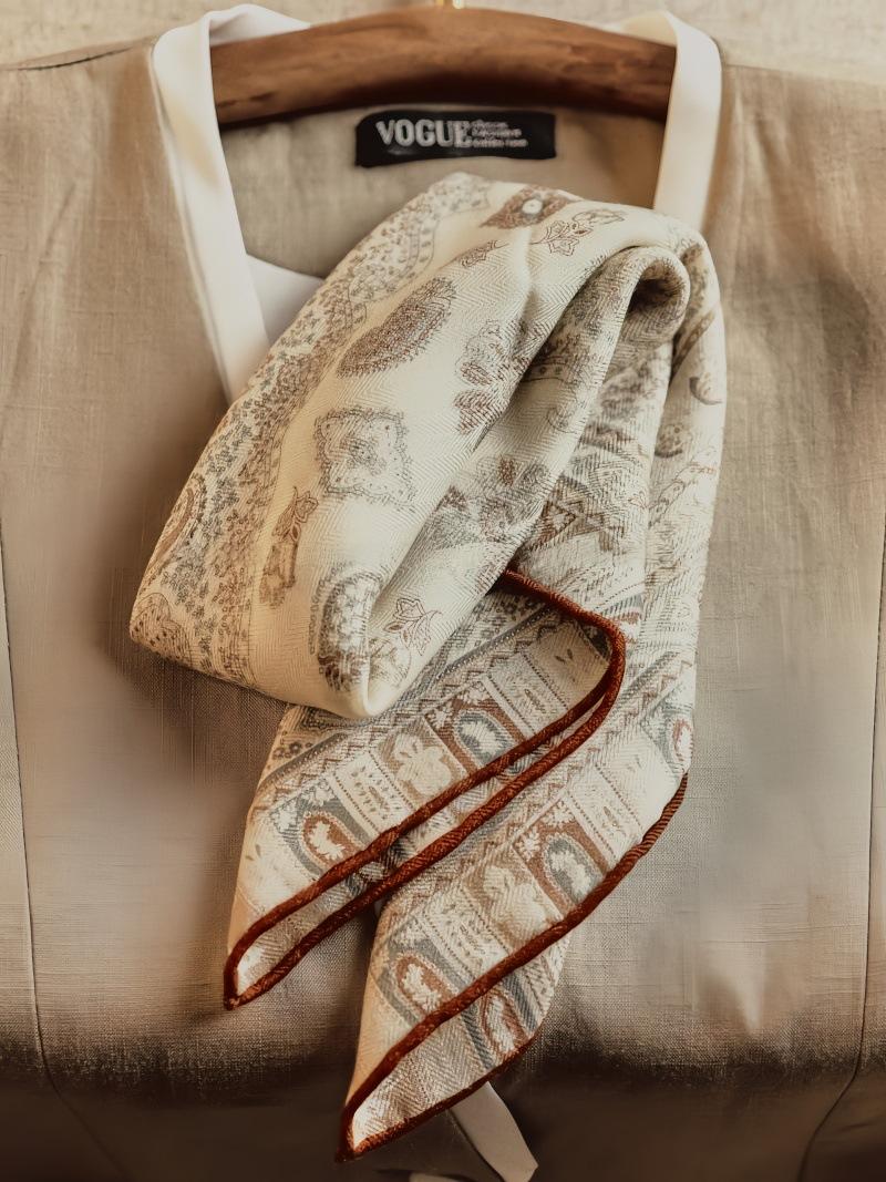 Mulberry silk wool blend 65 size silk hair elegant cashew 2025 new old money wind silk scarf versatile model