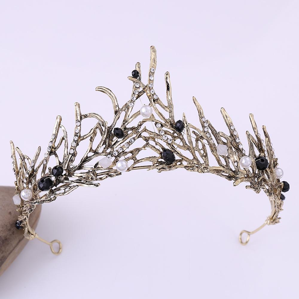 H1086 diamond bridal tiara, hand-strung pearl European style bridal crown, wedding headband accessories