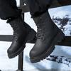 TUINANLE Herren Wanderschuhe Outdoor Leder Baumwollschuhe Trekking Sneakers für Herren Lässige High Top Schwarze Stiefel