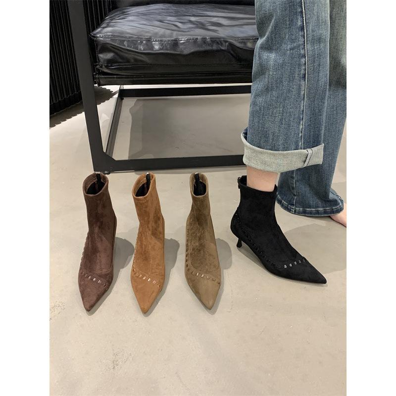 Pointed short boots women's autumn and winter women's boots thin heel boots short boots high heels Martin boots thin boots