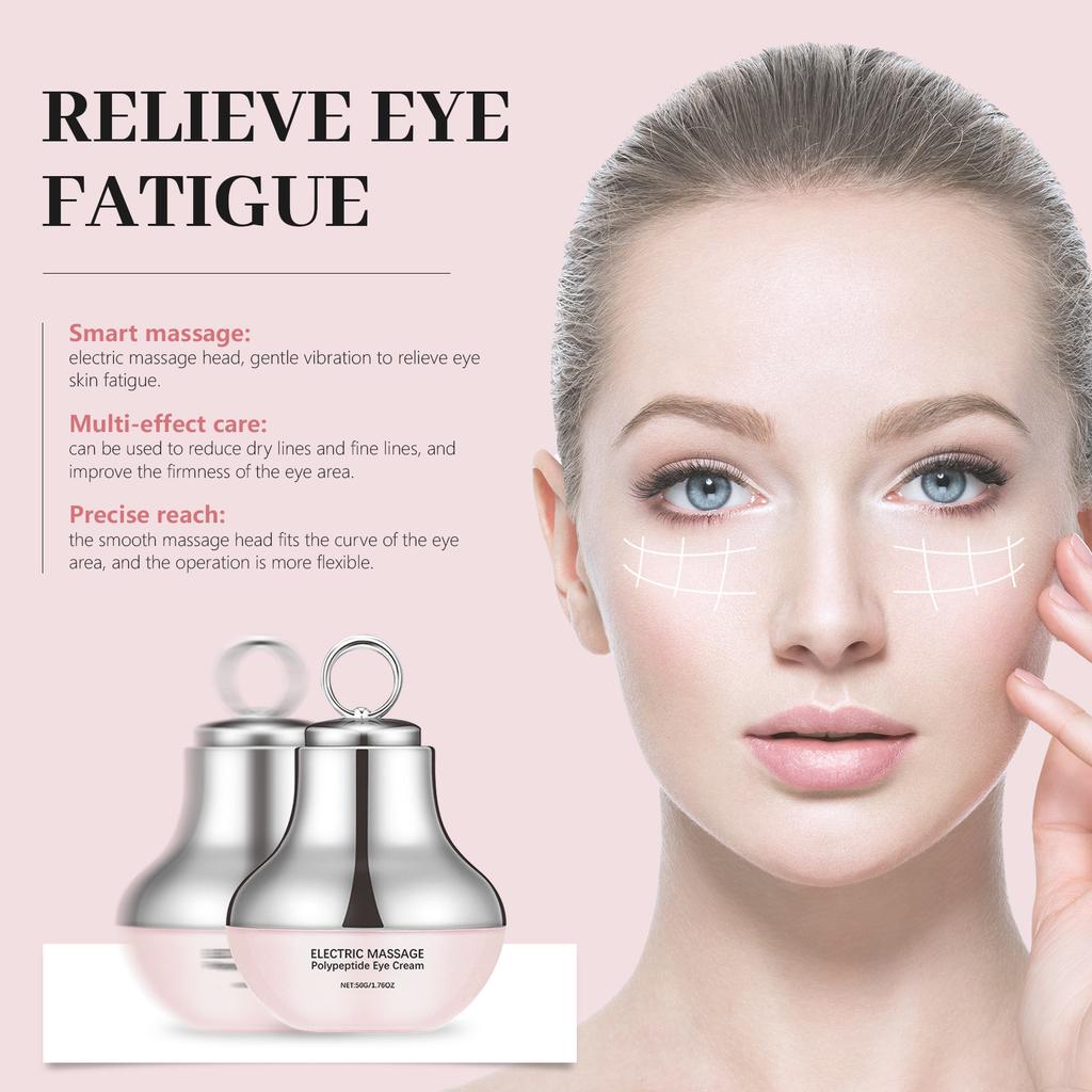 Electric Massage Polypeptide Eye Cream, 50g Eye Cream with Vibration Massage Head