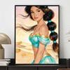 Disney 5D DIY Diamond Painting, Aladdin and Jasmine Princess Illustration Cartoon Full Diamond Mosaic Diamond Painting Art Wall Decoration Craft Set