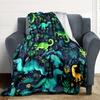 1pc Dino Jungle Blanket, Lightweight Flannel Throw Blanket for Sofa, Bed, Travel, Camping, Living Room, Office, Couch058