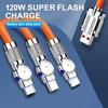 3 In 1 Elbow Fast Charge Cord 120W Micro USB Type-C Multiple USB Phone Cables Liquid Silicone For Xiaomi 13 Samsung IPhone 14 13