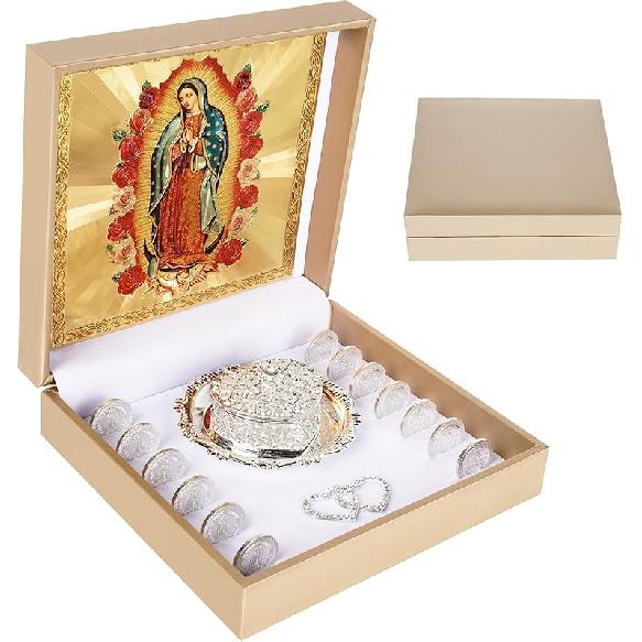 Arras Para Boda Catolica with Virgen De Guadalupe Gift Box, Arras De Boda Cristiana, Premium Arras De Boda Catolica, Wedding Coins Catholic Arras серебряный