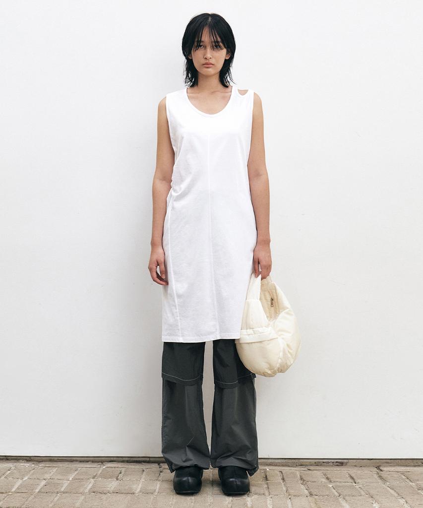 INSILENCE WOMEN Asymmetrical Cotton Dress White