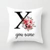 Personalized Name Flower Letter Pillow Case Alphabet Print White Square Pillow Case Dust Cover Bedroom Party Decoration
