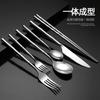 Creative 304 Stainless Steel Bamboo Handle Knife Fork Spoon Chopsticks Steak Knife Fork Spoon Kitchen Tools