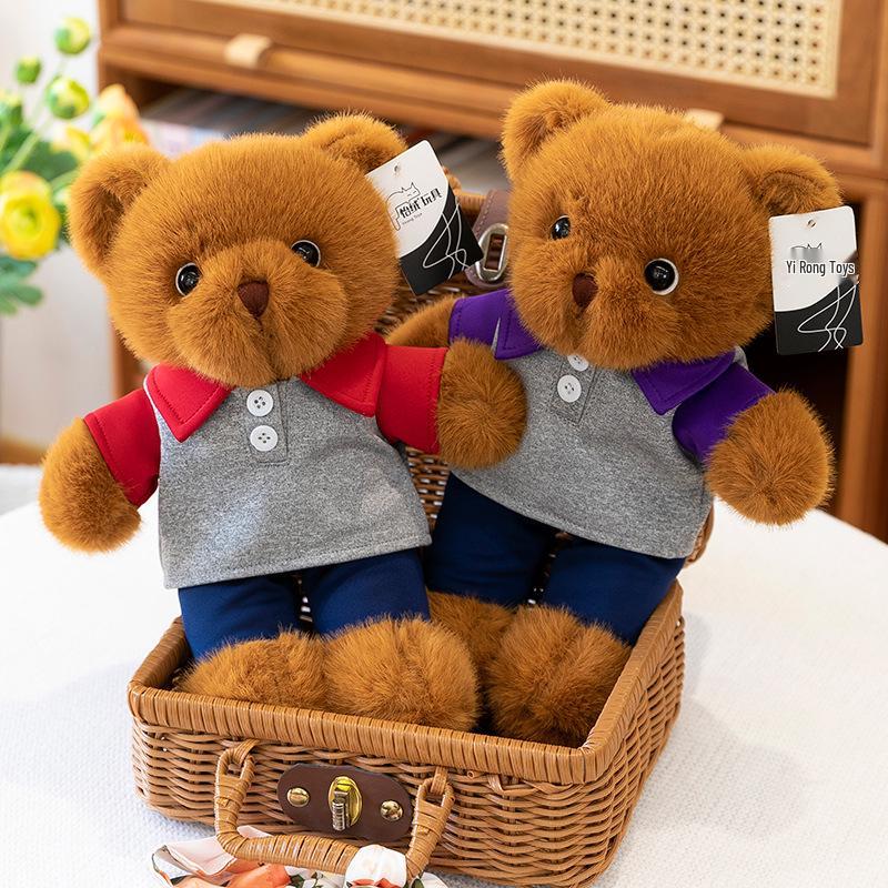Cute Bear Plush Toy In School Uniform - Custom Logo Graduation Gift for Classmates