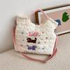 Adorable Embroidered Cartoon Shoulder Bag Large Capacity Commuter Tote Bag In White Blue Yellow And Pink