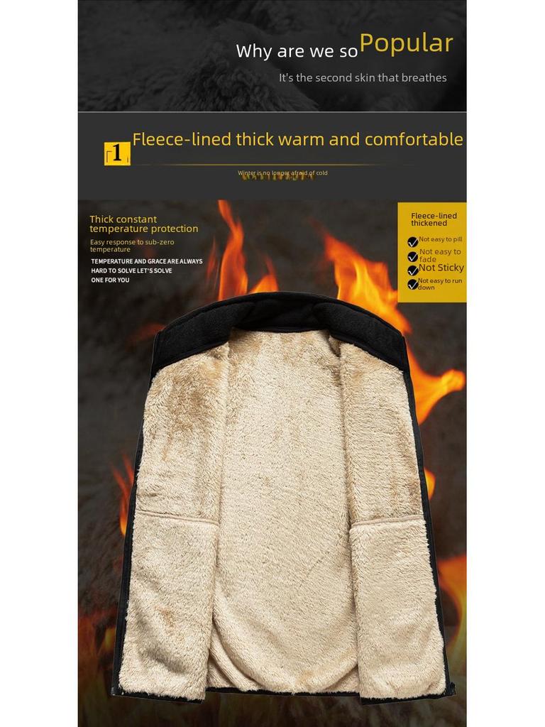 Men's Polar Fleece Stand Collar Vest - Thick, Warm, Plus Size, Spring/Autumn