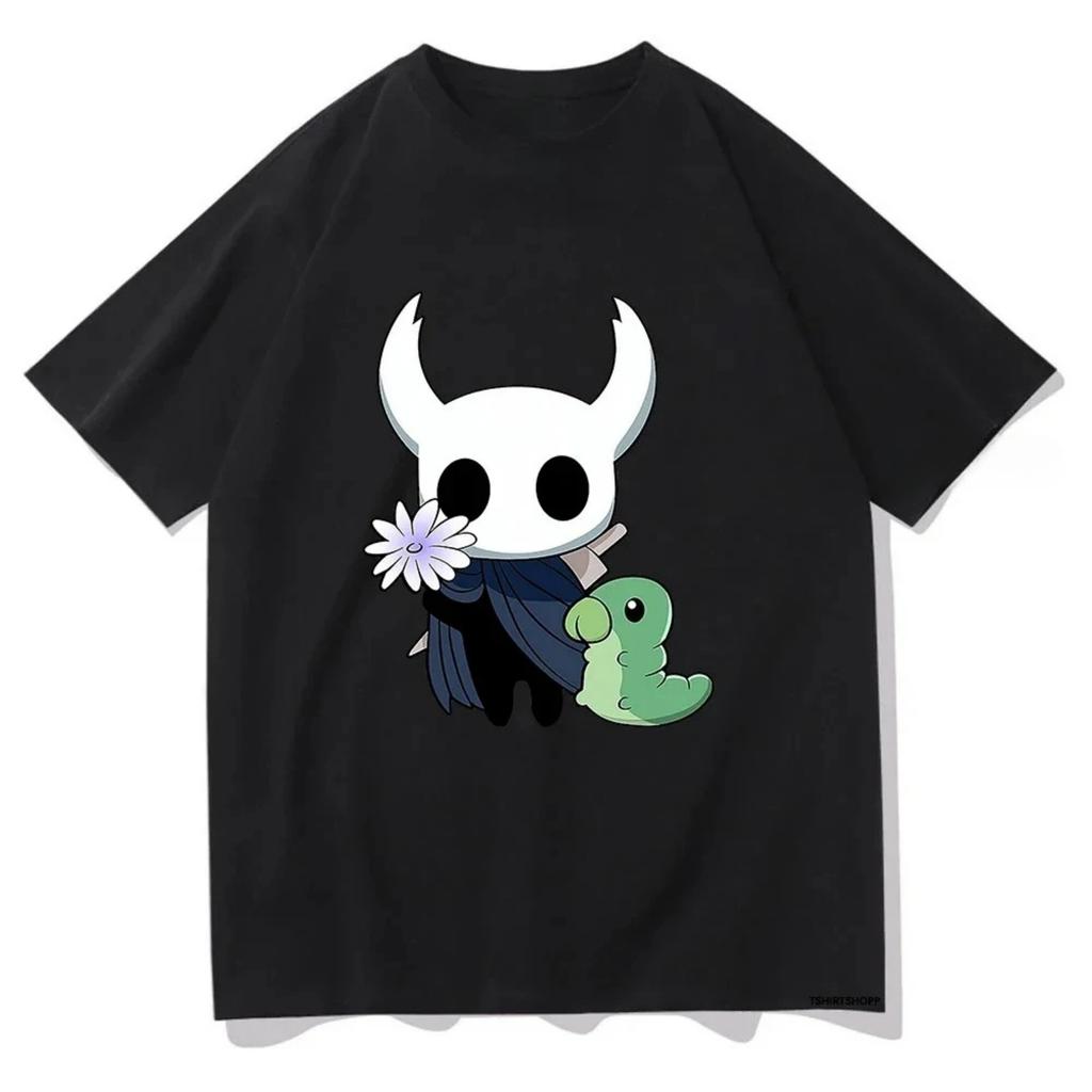 Urocze Koszulki z Duchami i Larwami Anime Hollow Knight Odzież Damska Estetyka Harajuku Topy Damska Koszulka Streetwear Harajuku