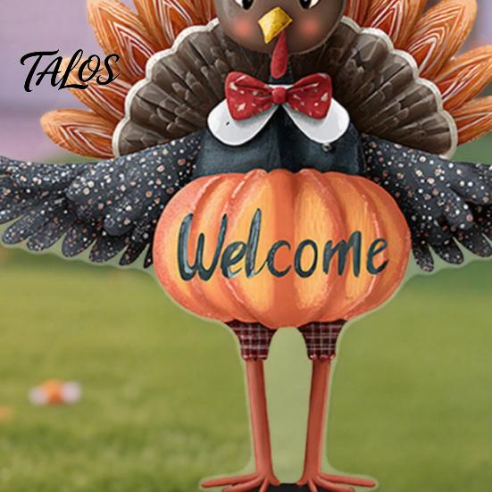 Fall Festival Garden Ornaments Thanksgiving Turkey Stake, Wizard Hat with Pumpkin Lawn Ornament, Outdoor Decorations for Waterproof Acrylic