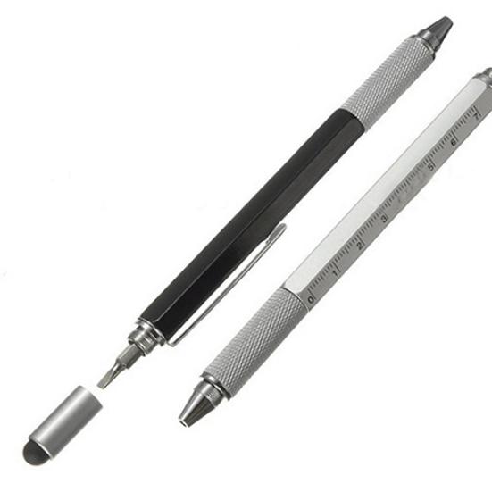 6-in-1-Multifunktions-Kugelschreiber, Stylus, Wasserwaage, Lineal, Schraubendreher