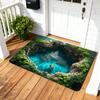 3D Optical Illusion Rug Nonslip Floor Mat for Indoor and Outdoor Use Cave Stone Visual Illusion Doormat for Living Room