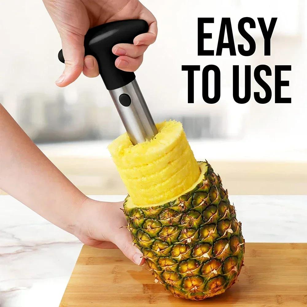 1PC Abacaxi Faca Cortador Descascador de Frutas de Aço Inoxidável Coberto com Facas de Corte com Lâminas Afiadas para Uso Doméstico e na Cozinha