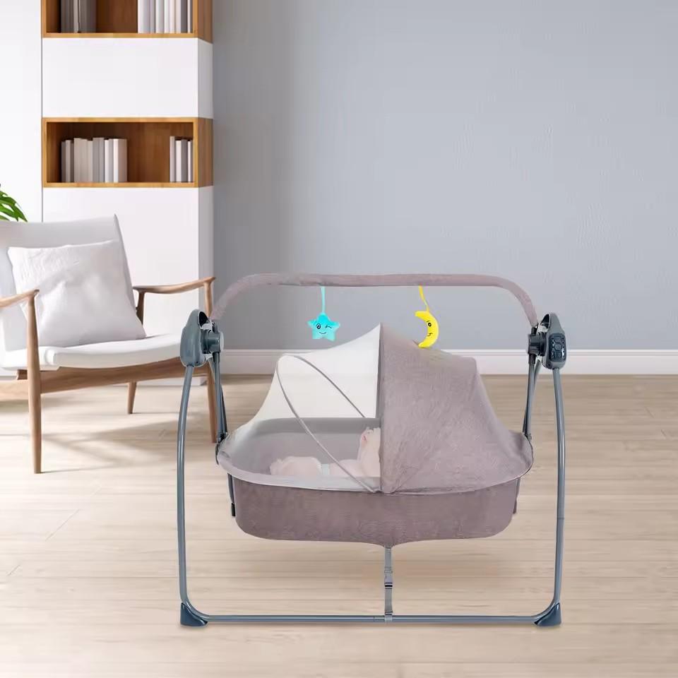 Baby Cradle Swing 5 Speed Electric Stand Rocking Chair Bed with Remote Control Musical Sleeping Basket for 0-18 Months Babies