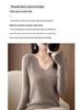 Hengyuanxiang Women's V-Neck Cashmere Sweater Dress - Mid-Length, Long Sleeve, Knitted