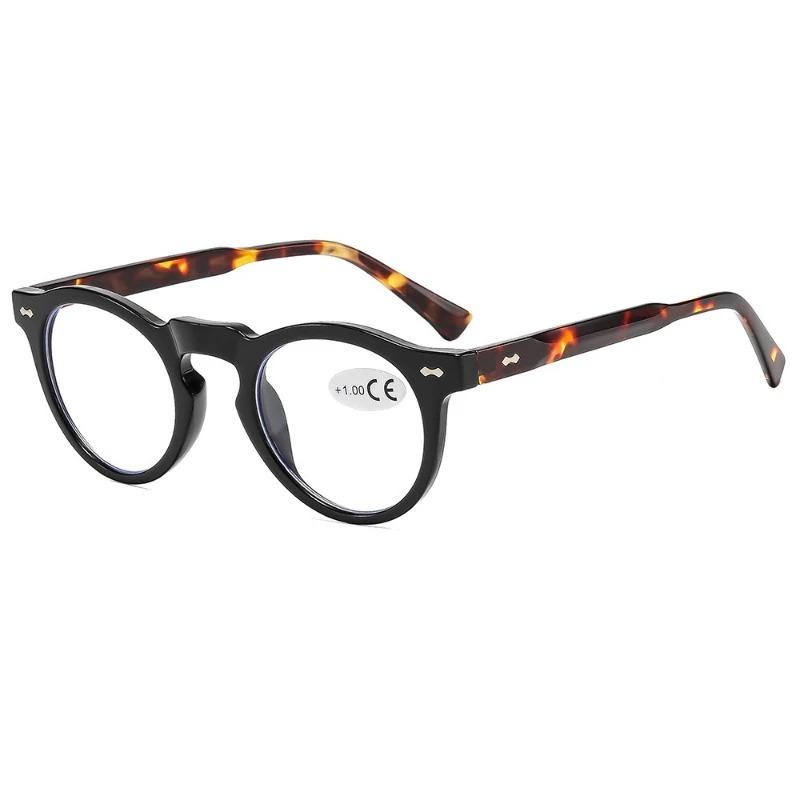Retro Large Frame Round Presbyopia Glasses Fashion Stripes Men And Women Anti-Blue Light High-Definition Reading Glasses