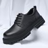 New Genuine Leather Men Casual Shoes Winter British Style Thick Bottomed Work Clothes Shoes Men Designer Large Toe Leather Shoes