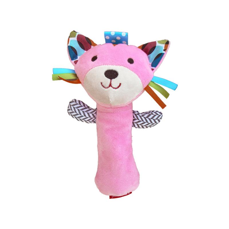 

Toddler Adorable Infant Plush Hand Bell Toy Children Animal Stick Rattle Cat