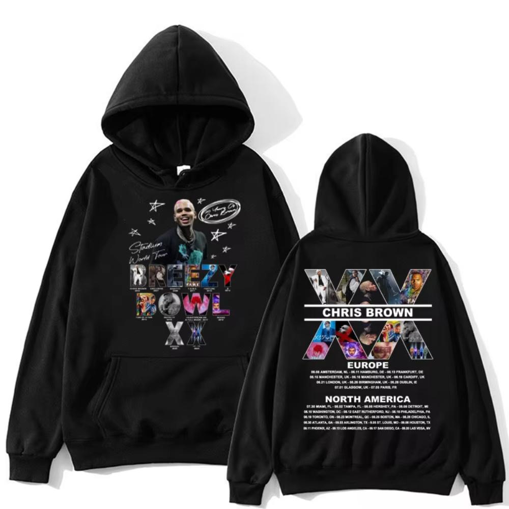 

Rapper Chris Brown Breezy Bowl XX Tour Hoodie Harajuku Trendy Long Sleeve Men Oversized Popular Pullover Streetwear S
