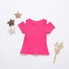 Letnie dziewczynki Candy Color Screw Thread T-shirt Off-shoulder Cotton Tops