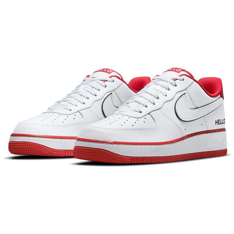 Urbanstar x Nike Air Force 1 07 LX HELLO Pack - White University Red Unisex Sneakers Black CZ0327-100