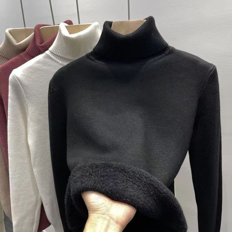 Stylish High-neck Fleece-lined Thick Sweater, Unisex, New /winter , Warm Knitted Base Layer.