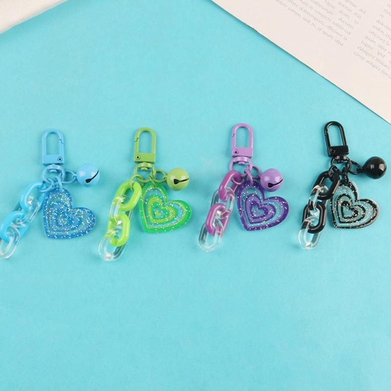 Sweet Acrylic Heart Pendant Keychain Link Chain Keyring for Purse,Handbag, Bag