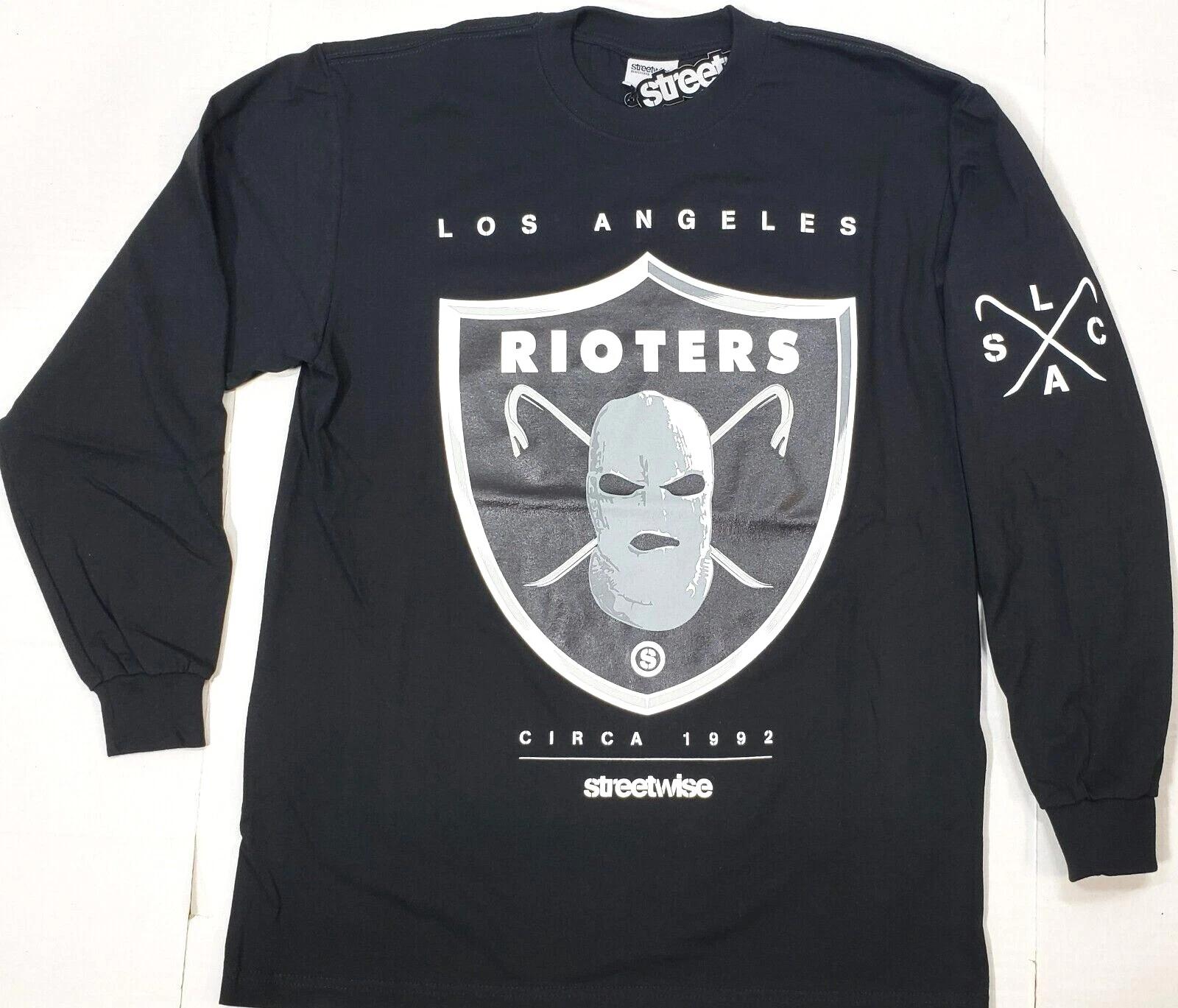 STREETWISE RIOTERS Long Sleeve T-shirt Urban Streetwear Tee Men s Black New 3XL