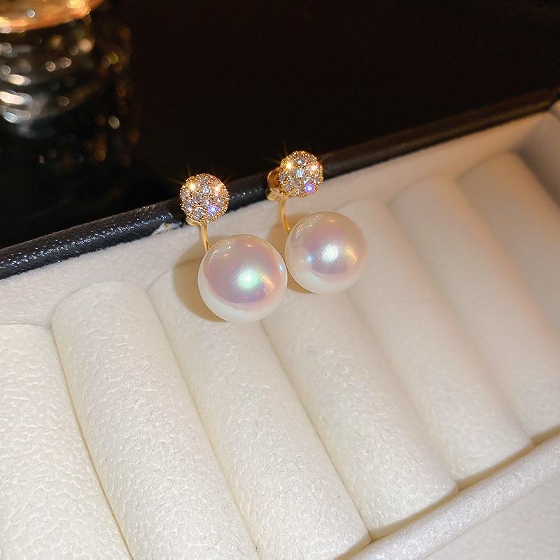 French Silver Needle Diamond Pearl Pendant Earrings Light Luxury Delicate Personality Earrings Design Sense Niche Earrings Women