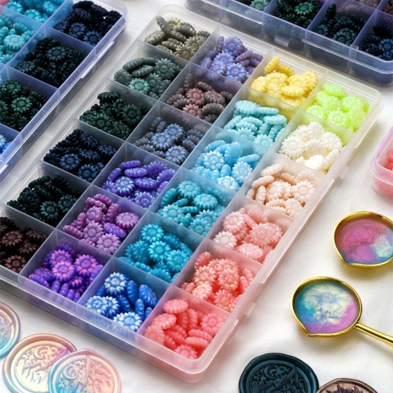 200/350/650Pcs Colorful Sealing Wax Beads for Wax Seal Stamp, Gift Wrapping, 10/15/24 Colors Flower Wax Seal Beads