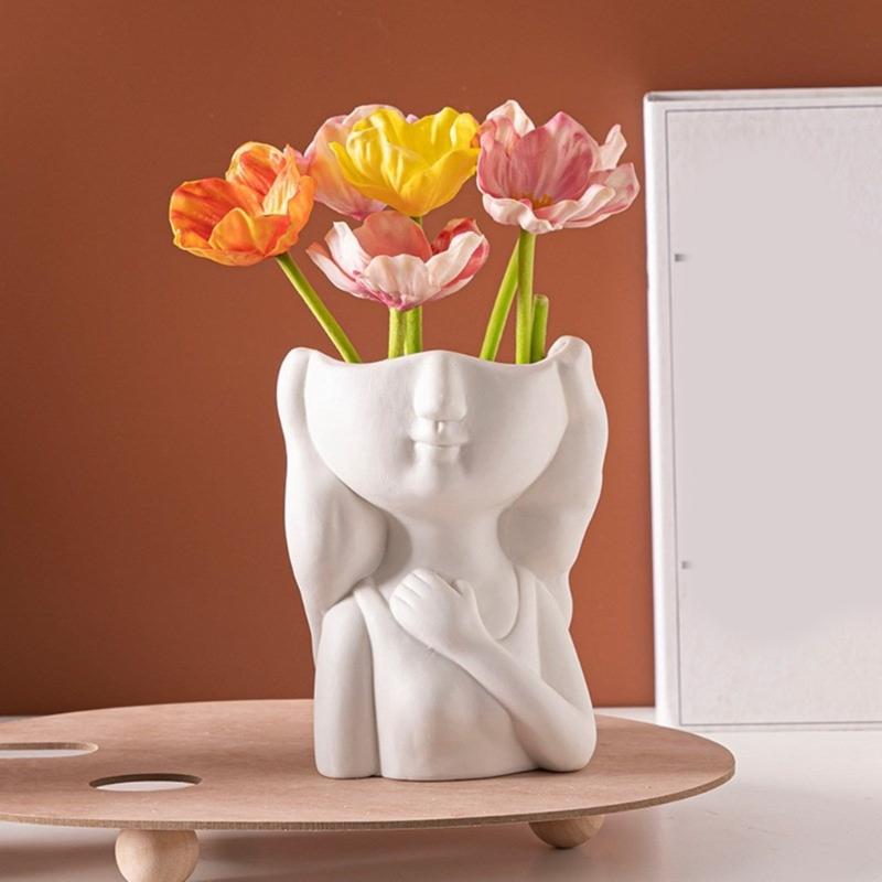 Girl Candle Holder Silicone Mold Cartoon Flower Pots Mold Candle Tray Mold Home Decorations Exploy Resin DIY Crafts