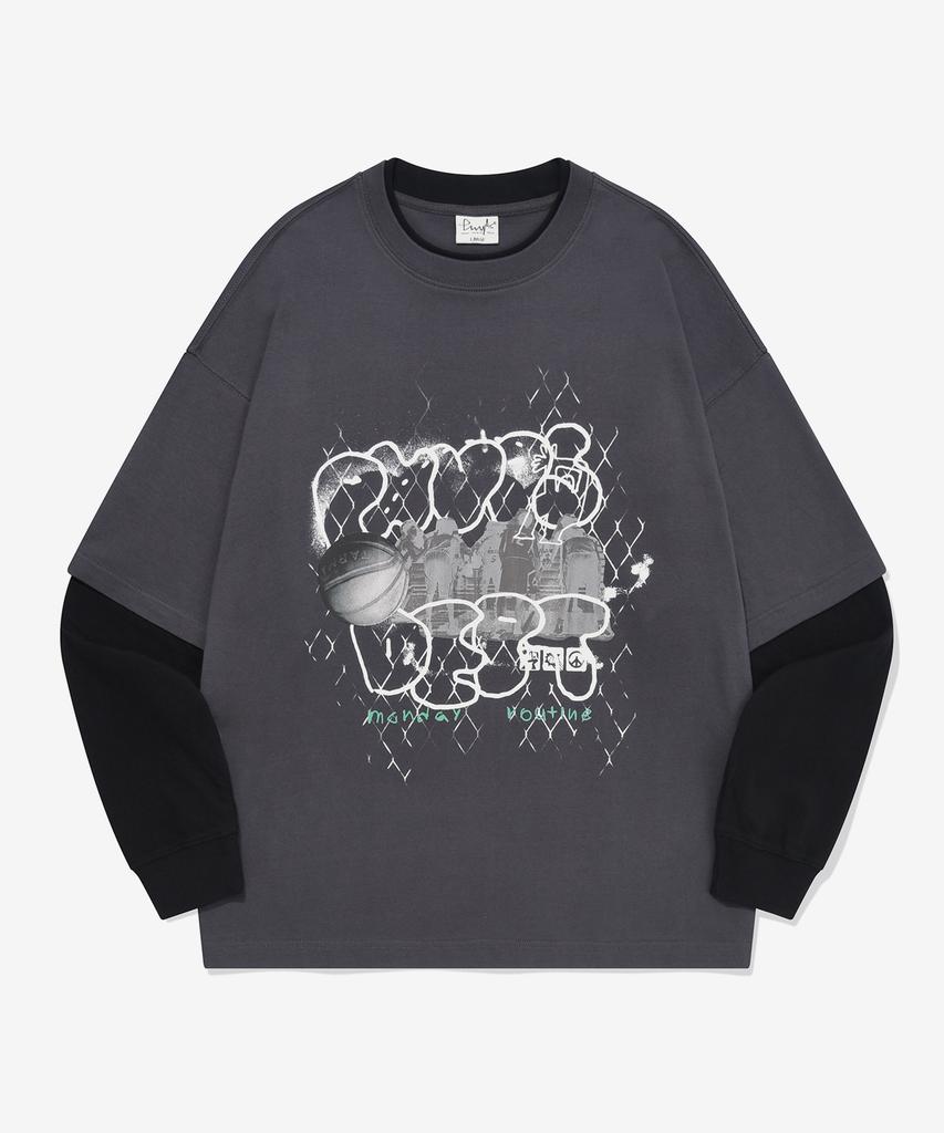 PHYSICAL DEPARTMENT College Basketball Layered Long Sleeve_Charcoal