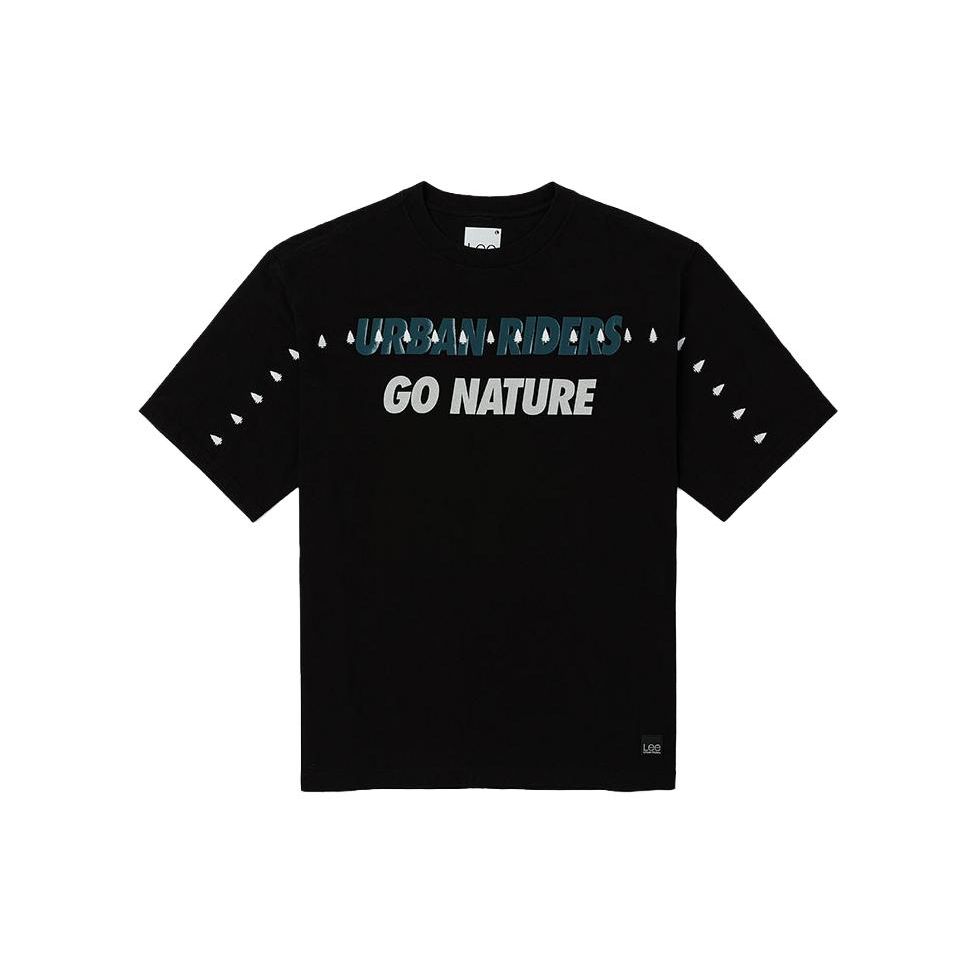 Letter Print Pullover Short Sleeve T-Shirt Men tops Black LMT0044013RX00FK11000